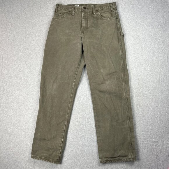 Dickies Carpenter Pants Mens 32x30 Green Utility Canvas Workwear Relaxed Fit - Picture 1 of 10